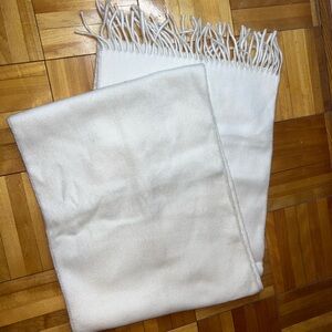 Cozy White Fringe Blanket